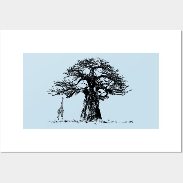 Baobab Tree and Giraffe | African Wildlife Wall Art by scotch